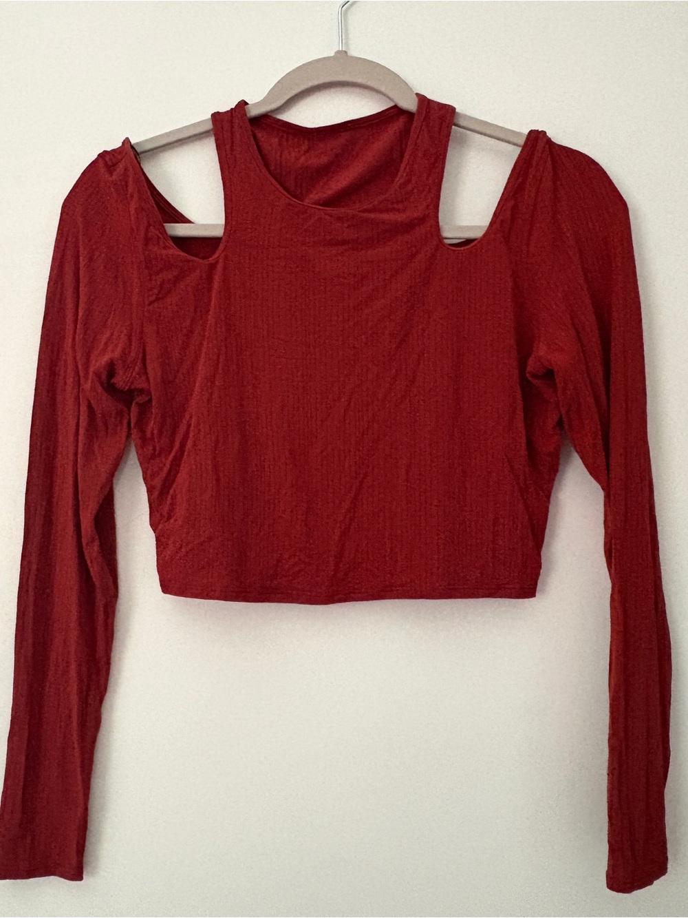 lululemon athletica Deep Red Cold-Shoulder Long Sleeve Crop Top